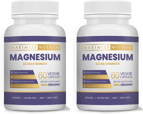 Vista 7 de Suplemento extra fuerte de magnesio para la salud ósea, 60 cápsulas