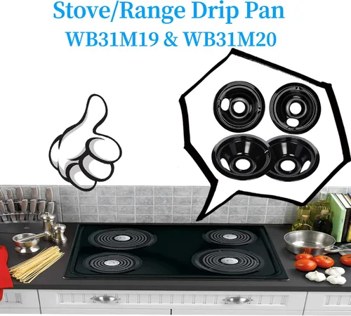 Vista 7 de Quemador de estufa negro de repuesto para quemador eléctrico GE Hotpoint, (2) 8 pulgadas WB31M19 (2) 6 pulgadas WB31M20 Set por APPLIANCEMATES