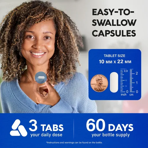 Vista 8 de Calcio 1200 mg con vitamina D3 - Suplementos de citrato de calcio para mujeres y hombres - Salud ósea, fuerza y densidad - Alta absorción