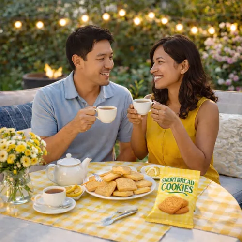 Vista 9 de Galletas de mantequilla gourmet, envueltas individualmente - Desayuno, té, café, escuela, oficina, fiesta, regalo de vacaciones, 30 bolsas