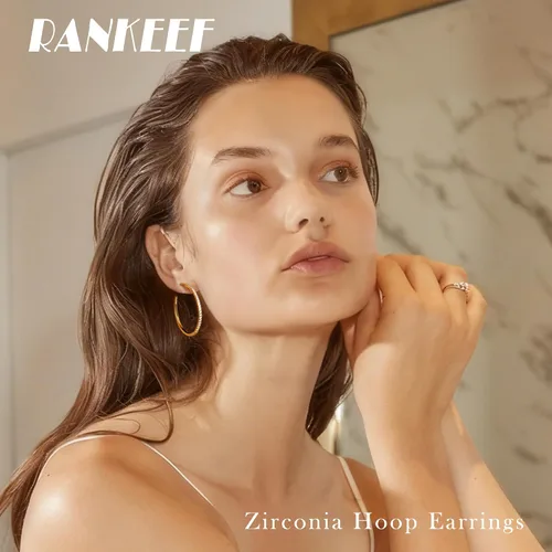 Vista 7 de Gold/Silver Plated Hoops Earrings For Women Hypoallergenic Oro 30 mm.