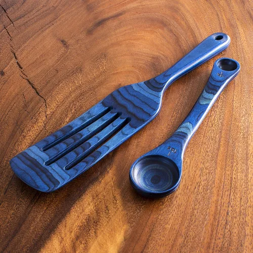 Vista 2 de Totally Bamboo Baltique Malta Collection - Juego de utensilios de cocina de 2 piezas, cuchara medidora y cuchara medidora Juego de utensilios de 2