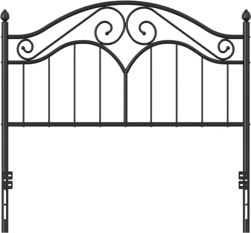 Vista 8 de Elephance - Cabecero para estructura de cama de tamaño completo, cabecero de plataforma vintage solo de metal, altura ajustable, resistente y Negro
