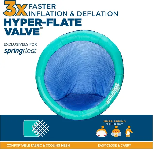 Vista 2 de SwimWays Spring Float Premium Papasan - Tumbona inflable para piscina para adultos con inflado rápido para edades de 15 años en adelante
