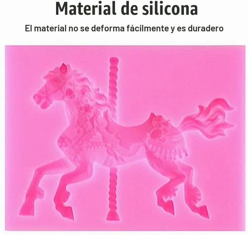 Vista 2 de Caballo de carrusel 3D, decoraciones de silicona para tartas de fondant, chocolate