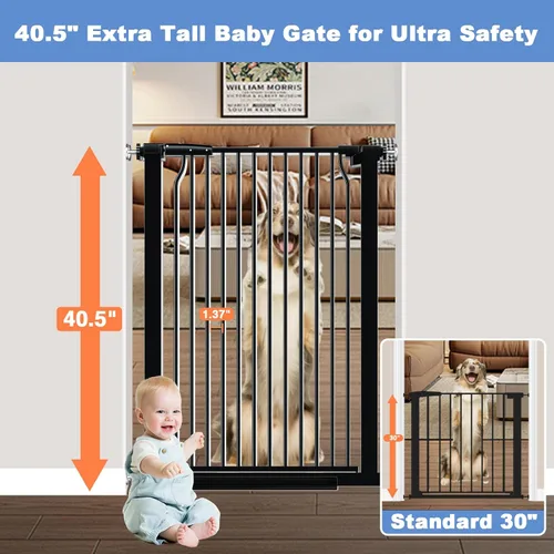 Vista 2 de Puerta extra alta para bebés de 40.5 pulgadas para escaleras, puerta grande de 40.5 a 54.7 pulgadas para interiores, puerta de seguridad montada a