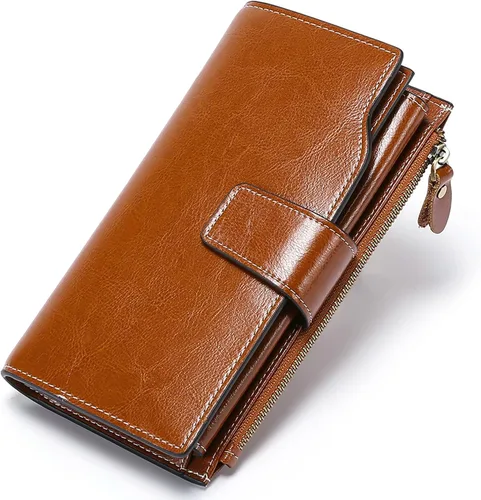 Vista 11 de SENDEFN - Carteras de cuero para mujer, con bloqueo de identificación por radio frecuencia (RFID), tarjetero con monedero, cartera de mano