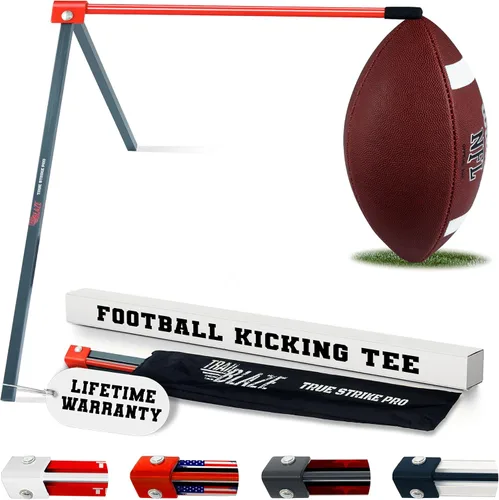 Vista 13 de True Strike Pro Football Kicking Tee - Ultimate Football Tee Compatible with All Ball Sizes, Bonus Goal Kicking Tracker, Field Goal Football Holder