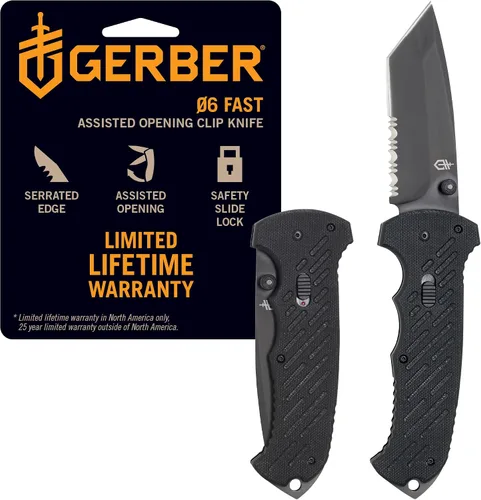 Vista 7 de Gerber Gear FAST Draw Cuchillo de Bolsillo, Cuchillo Plegable EDC de Apertura Asistida, Filo Dentado
