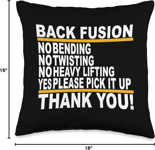 Vista 4 de DesignsByKelley Best Wishes Fast Recovery Gifts Thank You Funny Lumbar Back Fusion Surgery Recovery Gifts - Almohada de 16 x 16 pulgadas, multicolor