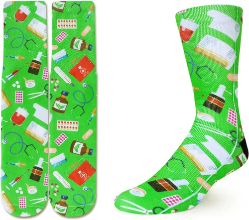 Vista 2 de Benefeet Sox Calcetines médicos impresos en 3D para mujeres y hombres, divertidos regalos de graduación de enfermería, calcetines de médico