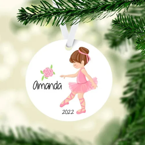 Vista 26 de Touber Adorno de Navidad personalizado para niños, adorno personalizado de recuerdo de ballet de bailarina