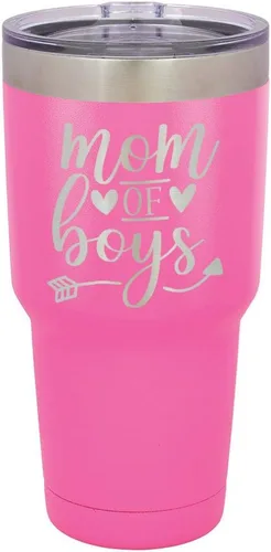 Vista 13 de MOM OF BOYS Vaso negro de 30 onzas con popote y tapa superior deslizante Taza de viaje de acero inoxidable Comparar con Yeti Rambler