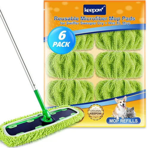 Vista 17 de KEEPOW Almohadillas XL reutilizables para trapeador compatibles con Swiffer XL Sweeper, paños de trapear secos extra grandes, paños de trapear