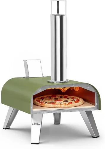 Vista 9 de BIG HORN OUTDOORS 12" Horno de piedra para pizza con leña, 475°C Horno para pizza al aire libre de acero inoxidable, portátil para uso en fiestas