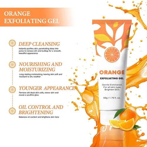 Vista 4 de Exfoliante de gel exfoliante naranja, gel exfoliante facial hidratante de limpieza profunda, gel exfoliante para el cuidado de la piel para cara