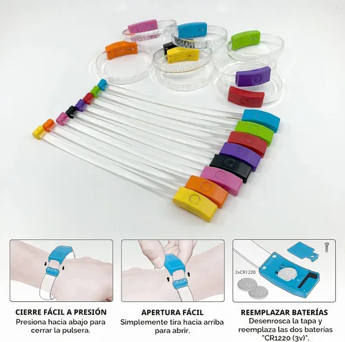 Vista 3 de Banda mágica personalizada pulsera personalizada brilla en la oscuridad Luz intermitente para conciertos Luces de funcionamiento para Azul