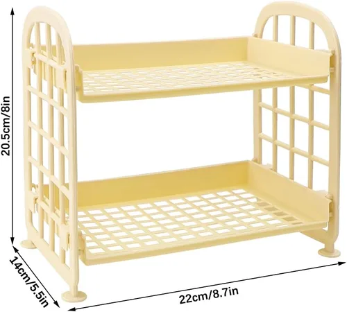 Vista 5 de organizador de escritorio para cosméticos y papelería, estante multifuncional de 2 niveles, organizador de maquillaje para cuidado de la piel