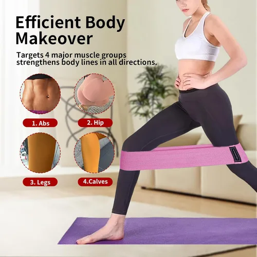 Vista 4 de Bandas de resistencia de ejercicio para piernas y glúteos, bandas de bucle de tela para yoga