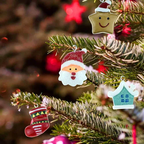 Vista 4 de 30 mini adornos de Navidad, decoraciones en miniatura de resina para mini árbol de Navidad