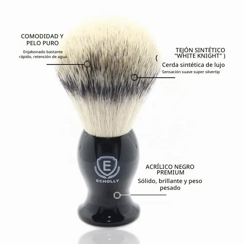 Vista 4 de Brochas de Afeitar de Lujo para Hombres de Echolly - Brochas de Afeitar de Cerdas Super Fuertes sin Desprendimiento para Hombres - Mango de Acrílico