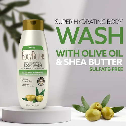 Vista 3 de Biocare Gel de baño súper hidratante con aceite de oliva y manteca de karité sin sulfato - 16.5 oz