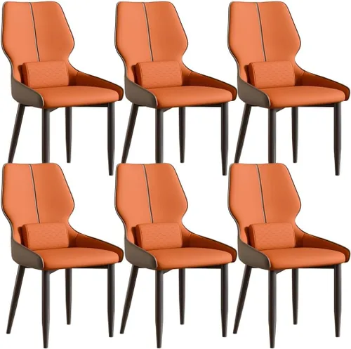 Vista 16 de YVYKFZD Juego de sillas de comedor de cuero, sillas de comedor con patas de metal, sillas de cocina tapizadas, silla minimalista sin brazos