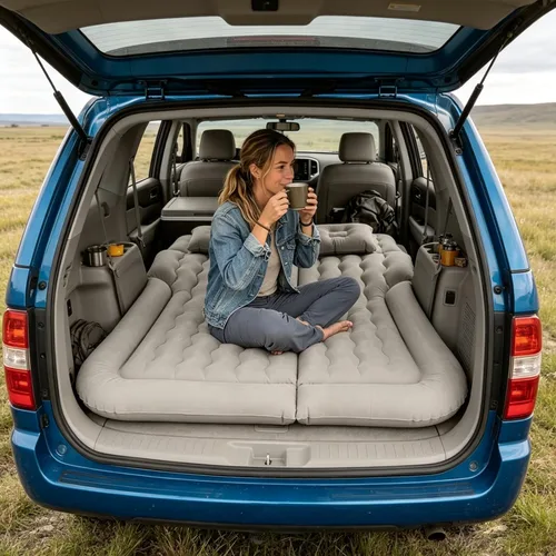 Vista 2 de Colchón inflable SUV colchón colchón colchón con almohadas para acampar Gris