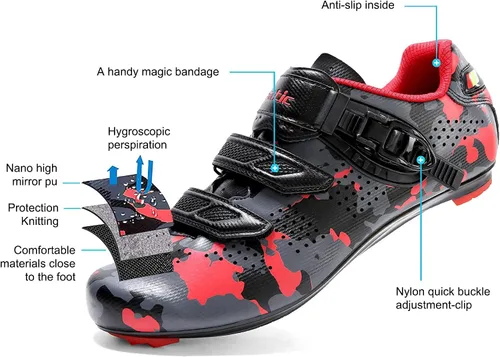 Vista 2 de Santic Zapatos de ciclismo unisex para interiores, zapatos de bicicleta de carretera, zapatos de equitación para hombres y mujeres