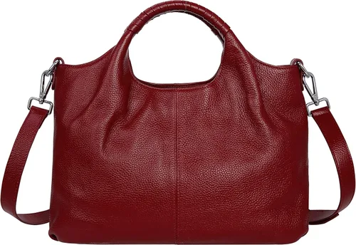 Vista 9 de Iswee Bolso bandolera de cuero genuino con asa superior para mujer
