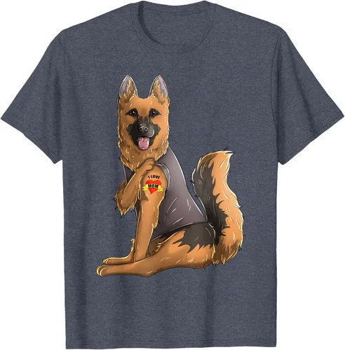 Vista 33 de Camiseta de perro con tatuaje de pastor alemán I Love Mom para el día de la madre, Negro, S