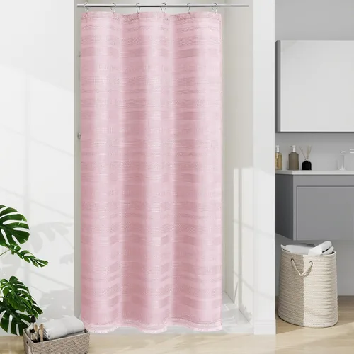 Vista 9 de Cortina de Ducha Pequeña para Cabina Estilo Boho Granja con Borla, Conjunto de Cortina de Ducha de Baño de Lino Bohemio Francés Rústico Elegante