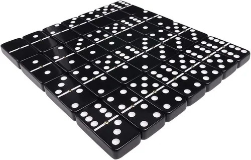 Vista 6 de Silverman & Co. Juego de dominó negro doble 6 grande - Estuche naranja