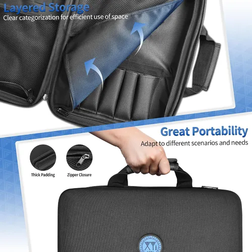 Vista 5 de XYJ Bolsa para cuchillos de 26 ranuras, estuche de transporte de tela Oxford, estuche de almacenamiento profesional para cuchillos de chef