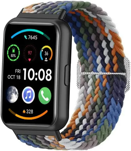 Vista 8 de Correa de reloj compatible con Huawei Watch FIT 2, correa de reloj deportiva de tejido suave transpirable ajustable de tela tejida elástica