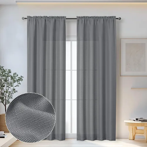 Vista 32 de OWENIE Bob Juego de 2 Paneles de Cortinas Negras de Cocina para Ventanas de 36 Pulgadas de Largo, Cortinas Cortas de Café con Textura de Lino