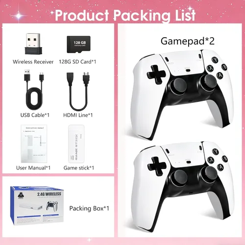 Vista 3 de 2026New Wireless Retro Game Console, 40000+Games and 23 Emulators, Plug and Play 4K HD HDMI TV Game Stick, with Dual 2.4G Wireless Controllers