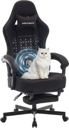 Vista 19 de Silla de escritorio para juegos para computadora, silla de oficina ergonómica de respaldo alto con reposapiés y soporte lumbar, sillas giratorias
