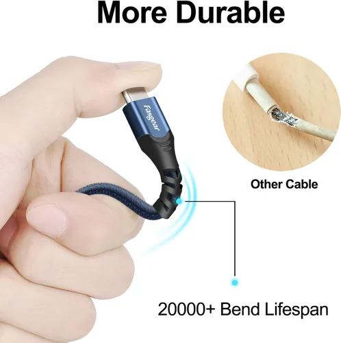 Vista 3 de Fasgear Cable USB C a USB A de 10 pies, 2 paquetes de 3 A, cable de carga trenzada tipo C de carga rápida compatible con controlador PS5/Samsung S23