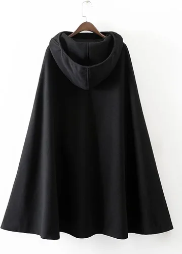 Vista 7 de Futurino - Poncho estilo capa con capucha para mujer, gótico, frontal abierto, chaqueta, ropa para exterior, L