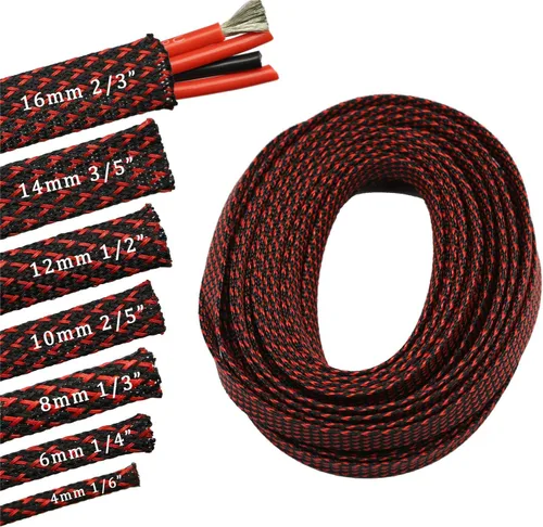 Vista 7 de Funda de cable de alambre expandible PET de 30 pies (1/2 pulgada, negro)