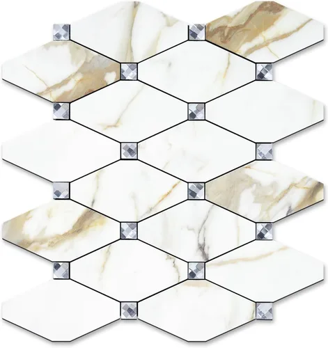 Vista 31 de STICKGOO 1 hoja de salpicaduras de pared para despegar y pegar, adhesivos de azulejos compuestos de aluminio Calacatta, salpicaduras autoadhesivas