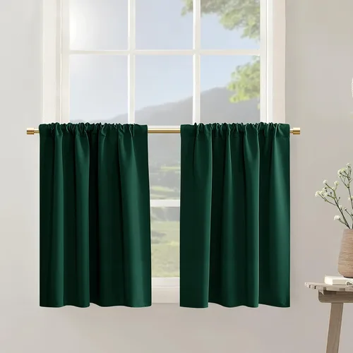 Vista 14 de PANELSBURG - Cortinas de cocina para ventanas, cortinas cortas térmicas aisladas de invierno para puerta con ventana, 24 pulgadas de largo, beige