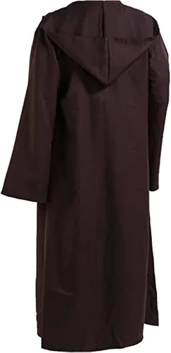 Vista 2 de kinstell Jedi - Bata de uniforme con capucha trajes de caballero negro uniforme completo de túnica de Halloween Darth con capucha bata de cosplay