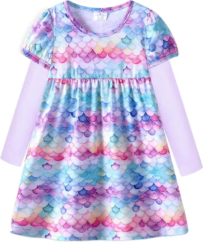 Vista 7 de VIKITA - Vestidos de invierno para niñas, de manga larga, ropa escolar para niñas de 2 a 12 años Alh5805