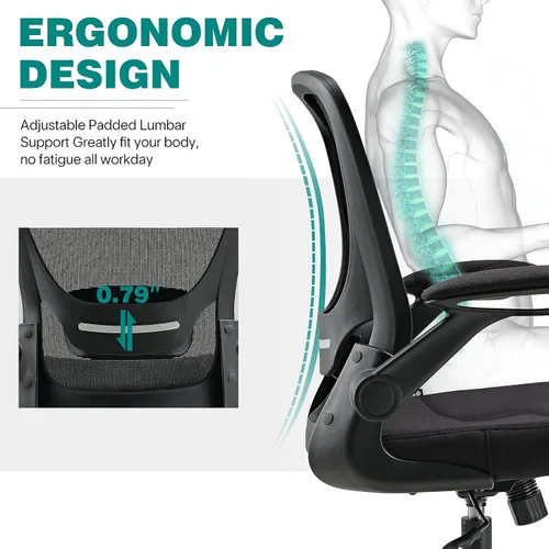 Vista 4 de EUREKA ERGONOMIC Sillas de escritorio de oficina en casa, silla de escritorio ergonómica con ruedas, silla de computadora con malla transpirable