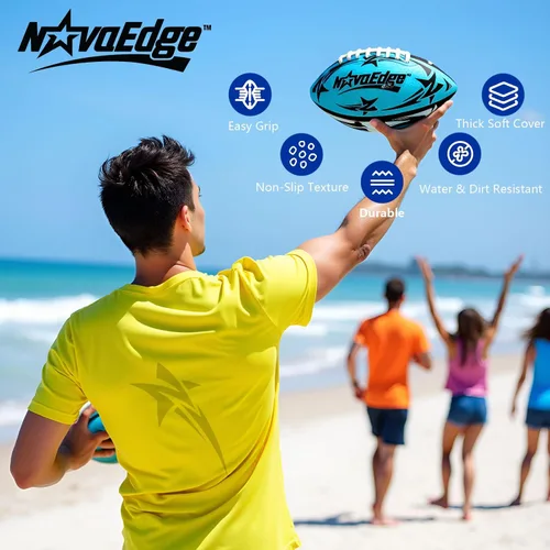 Vista 3 de Hydro Water Football - 9.25-Inch Mesh Outer with Rubber Bladder for All Ages - Pool, Lake, Beach Play Textured Grip with Real Laces Includes
