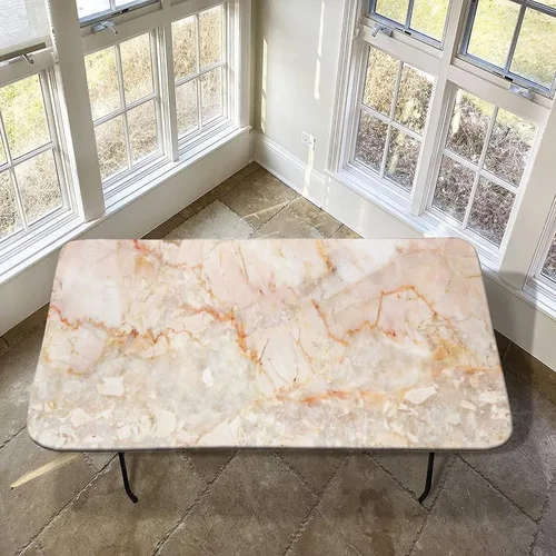 Vista 12 de XISUNYA Mantel de poliéster elástico con diseño de mármol, mantel rectangular de 24 x 36 pulgadas para mesa plegable de 3 pies, mantel ajustable