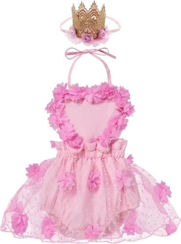 Vista 76 de Traje de bebé niña primer cumpleaños traje de encaje tul mameluco princesa tutú vestido de un año cumpleaños pastel Smash fotografía ropa