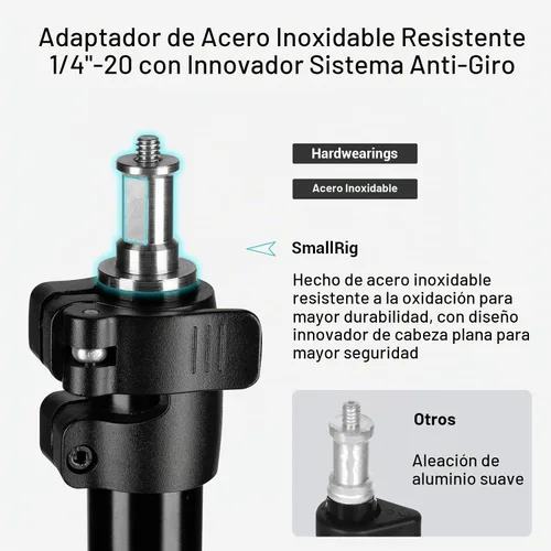 Vista 5 de SMALLRIG Soporte de luz para fotografía de 110 pulgadas/9.2 pies/280cm, soporte de trípode de aluminio acolchado con aire con tornillo de 1/4